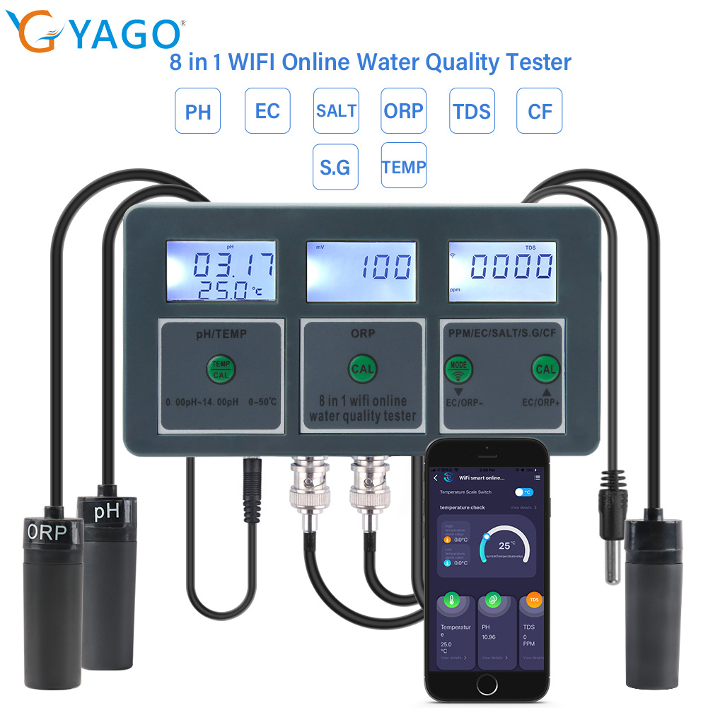 Planted Aquarium Test Kit - YAGO 8-в-1 WiFi-тестер качества воды для